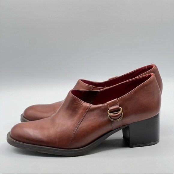 Naturalizer womens Brown Loafer slip on heels Sz 8M - Picture 2 of 11